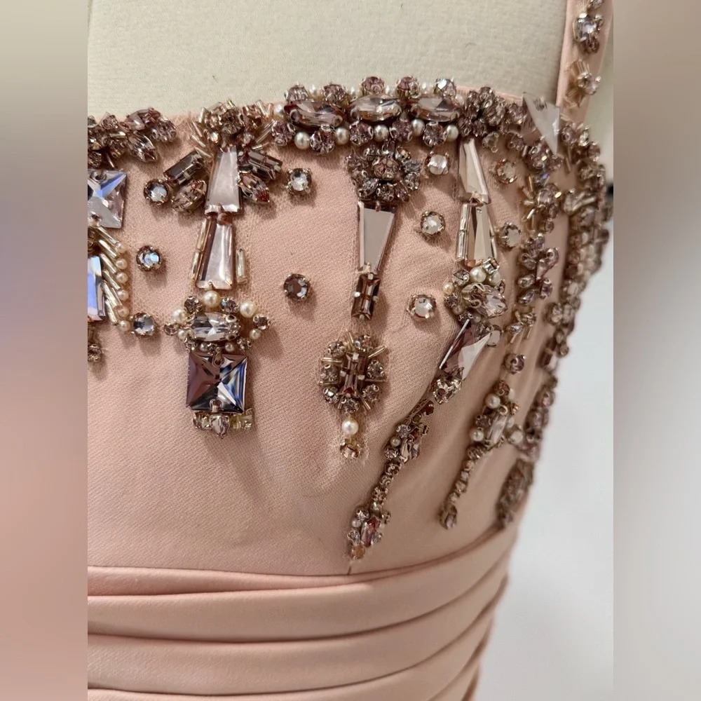ZUHAIR MURAD Crystal-embellished draped cady gown Cream Maxi Dress